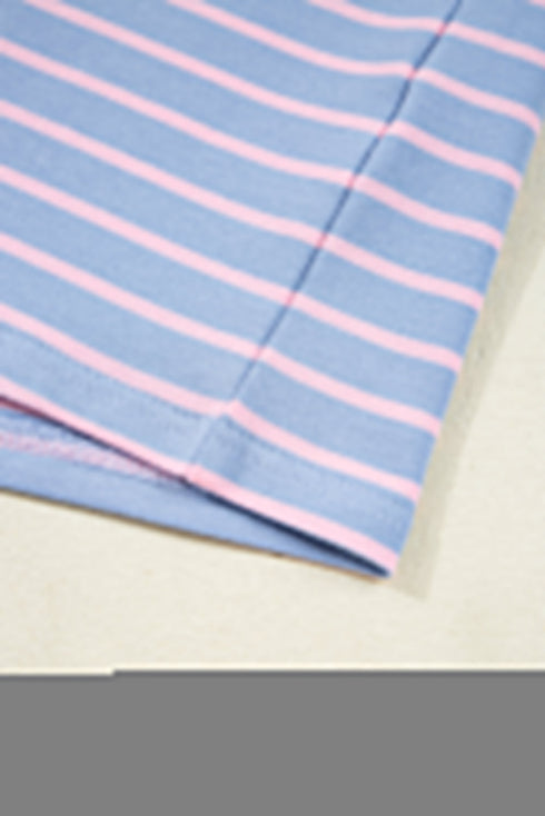 Slouchy Striped Contrast Trim Oversized Loungewear Pullover Top
